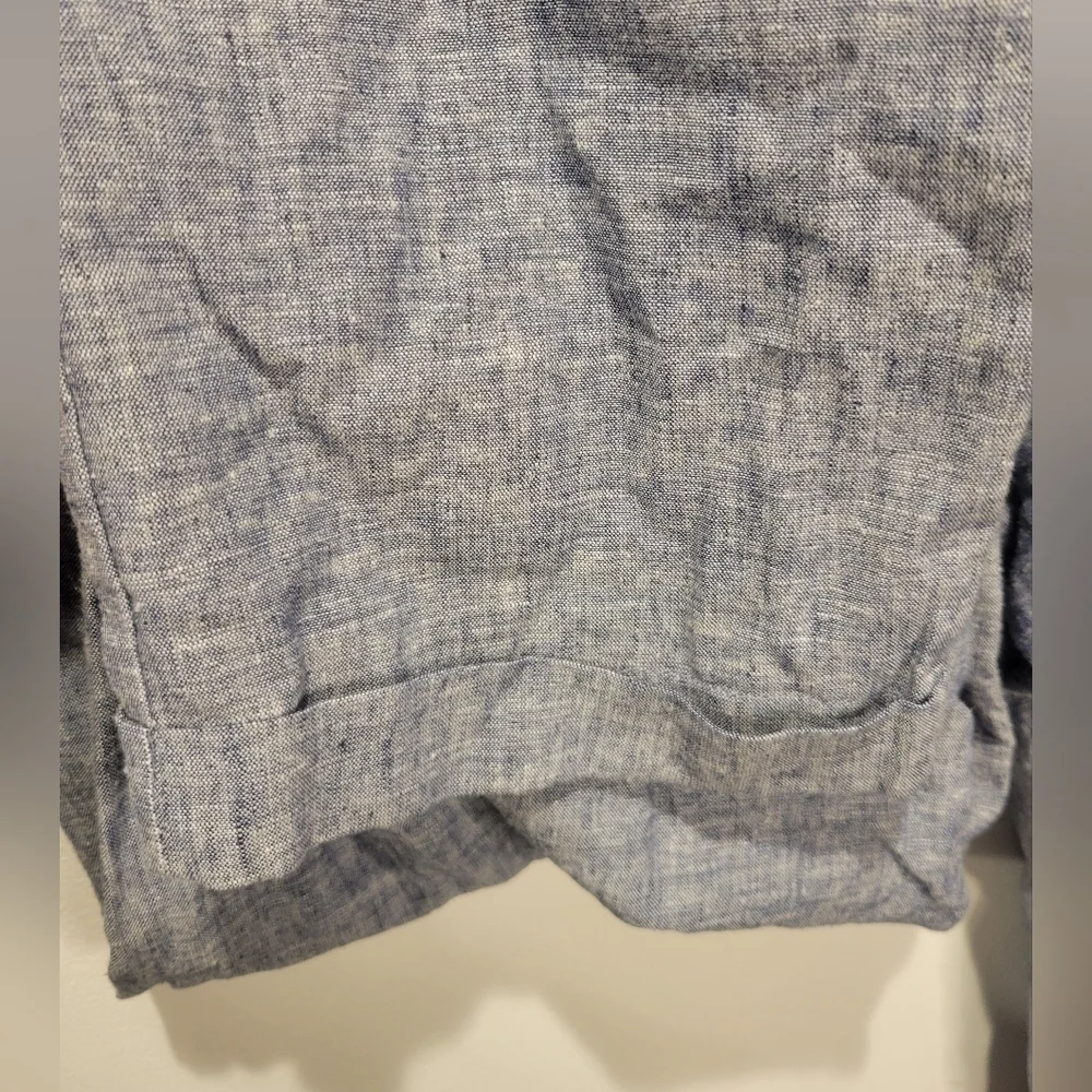 Zara size m linen/cotton blend blue elastic waist pullon pants